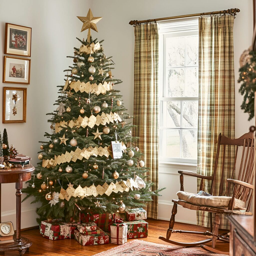 17. Vintage Star Garland Tree with Hand-Cut Star Garlands