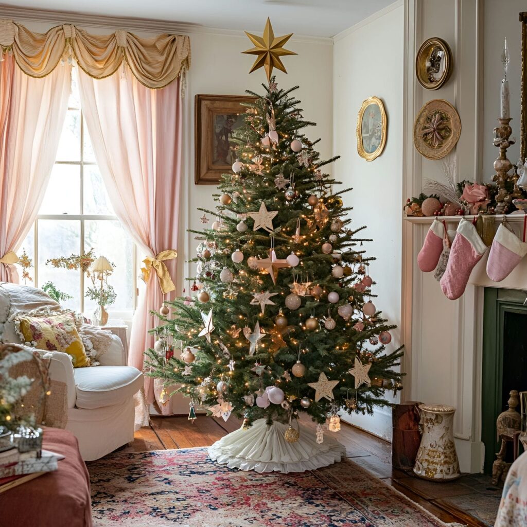 17. Vintage Star Garland Tree with Hand-Cut Star Garlands