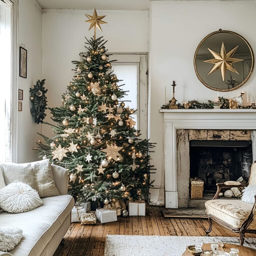 17. Vintage Star Garland Tree with Hand-Cut Star Garlands