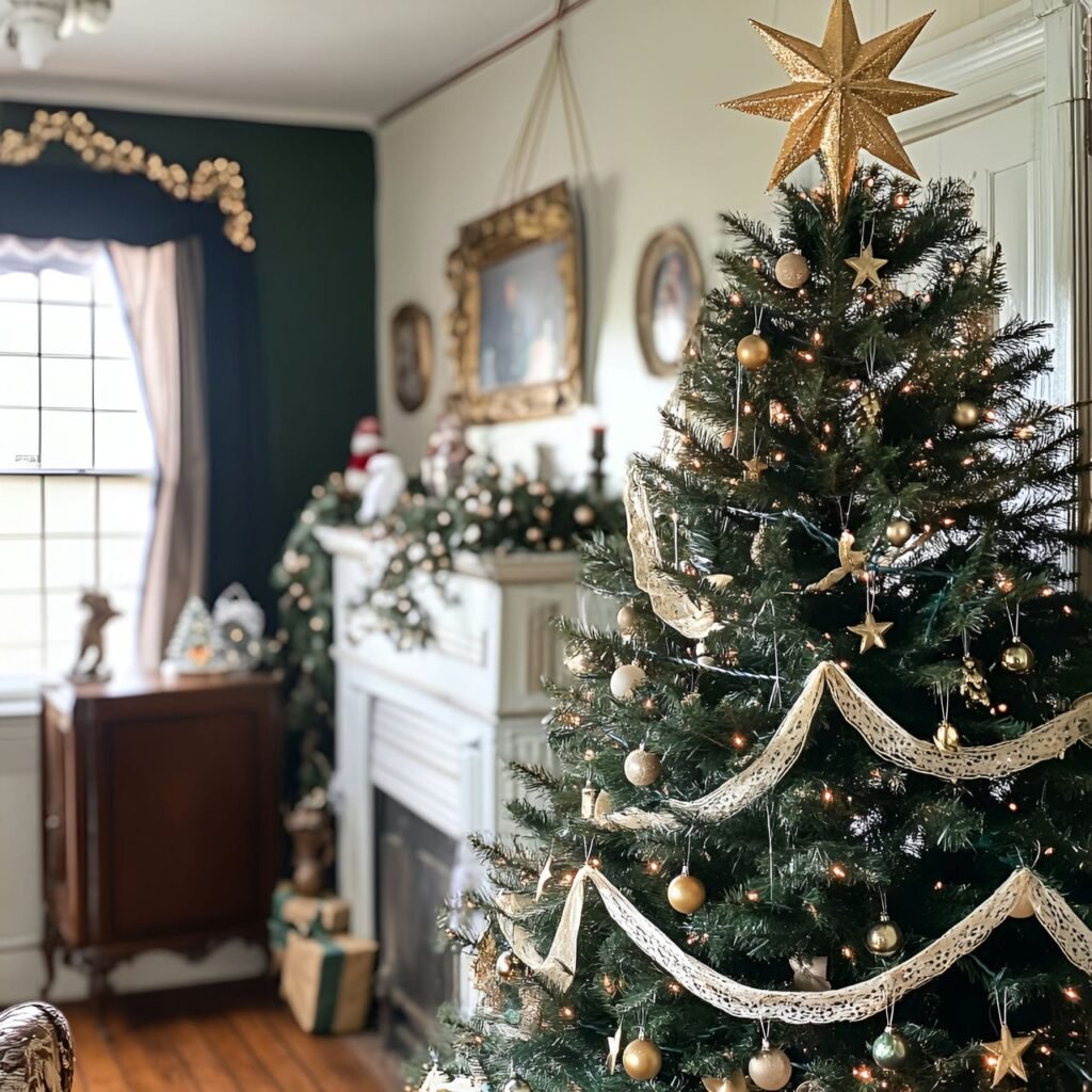 17. Vintage Star Garland Tree with Hand-Cut Star Garlands