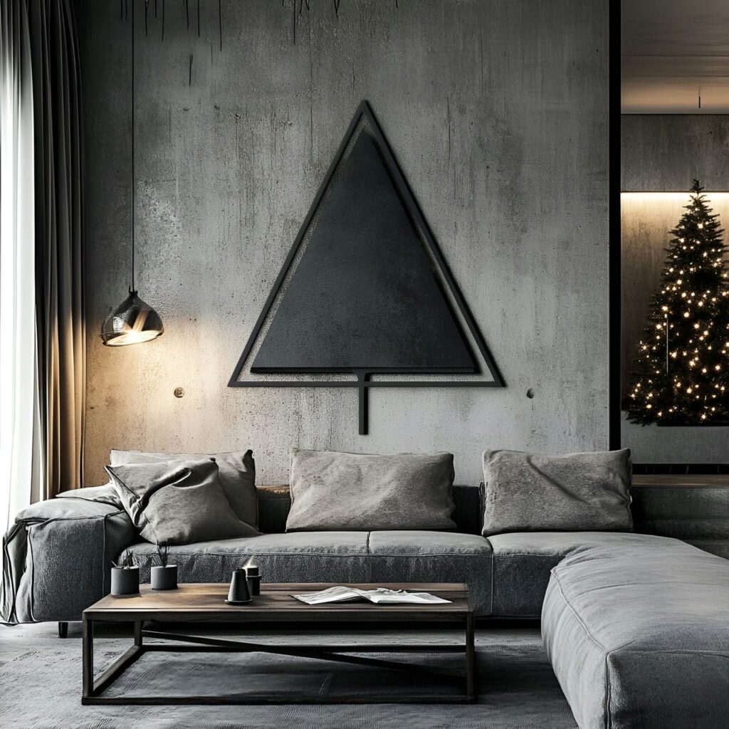 10. Wall Sticker Christmas Tree with Matte Black Outline