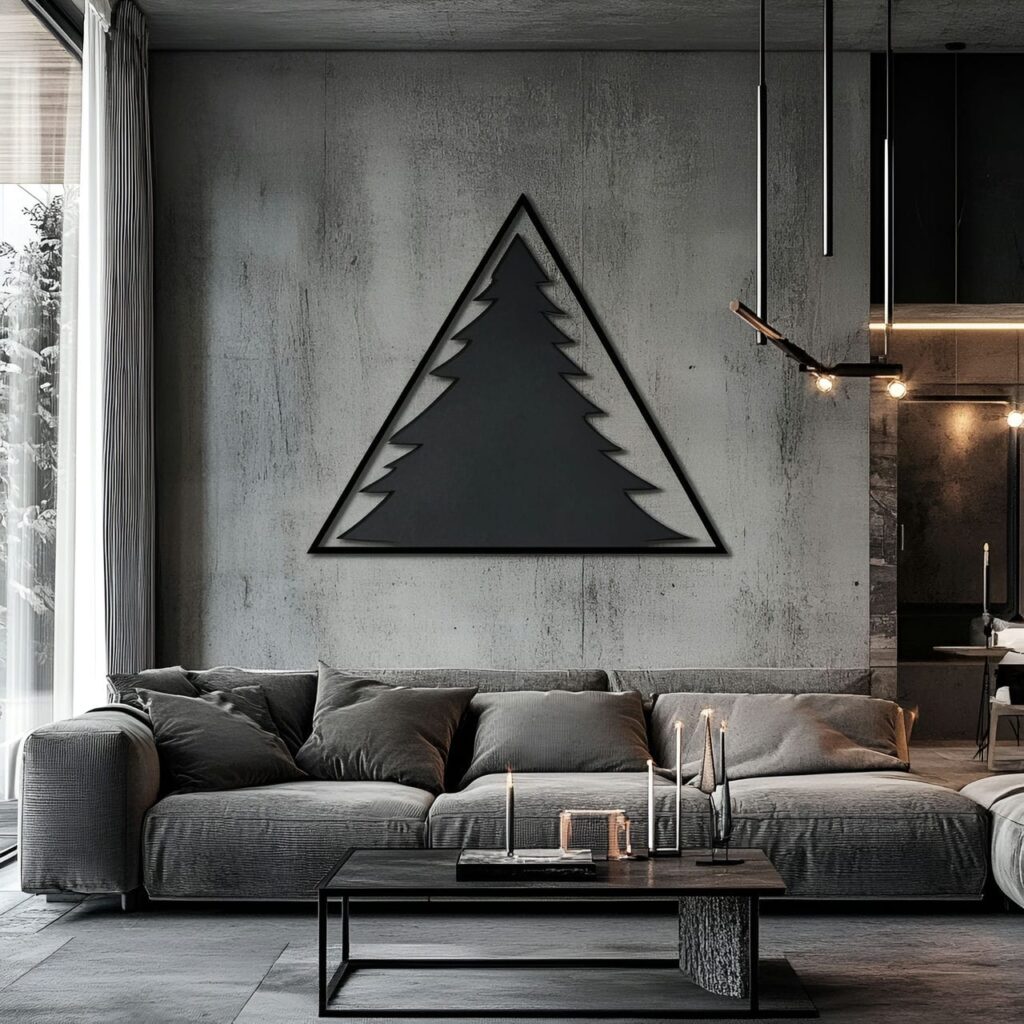 10. Wall Sticker Christmas Tree with Matte Black Outline