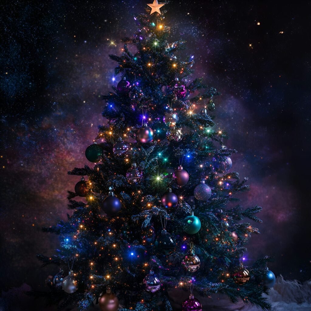 13. Space-Themed Christmas Tree: Blast Off into a Stellar Holiday Season