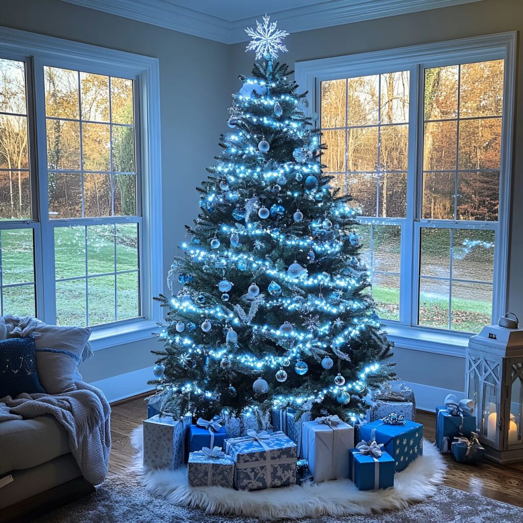 07. Winter Wonderland Blue LED Tree with Icy Blue Accents