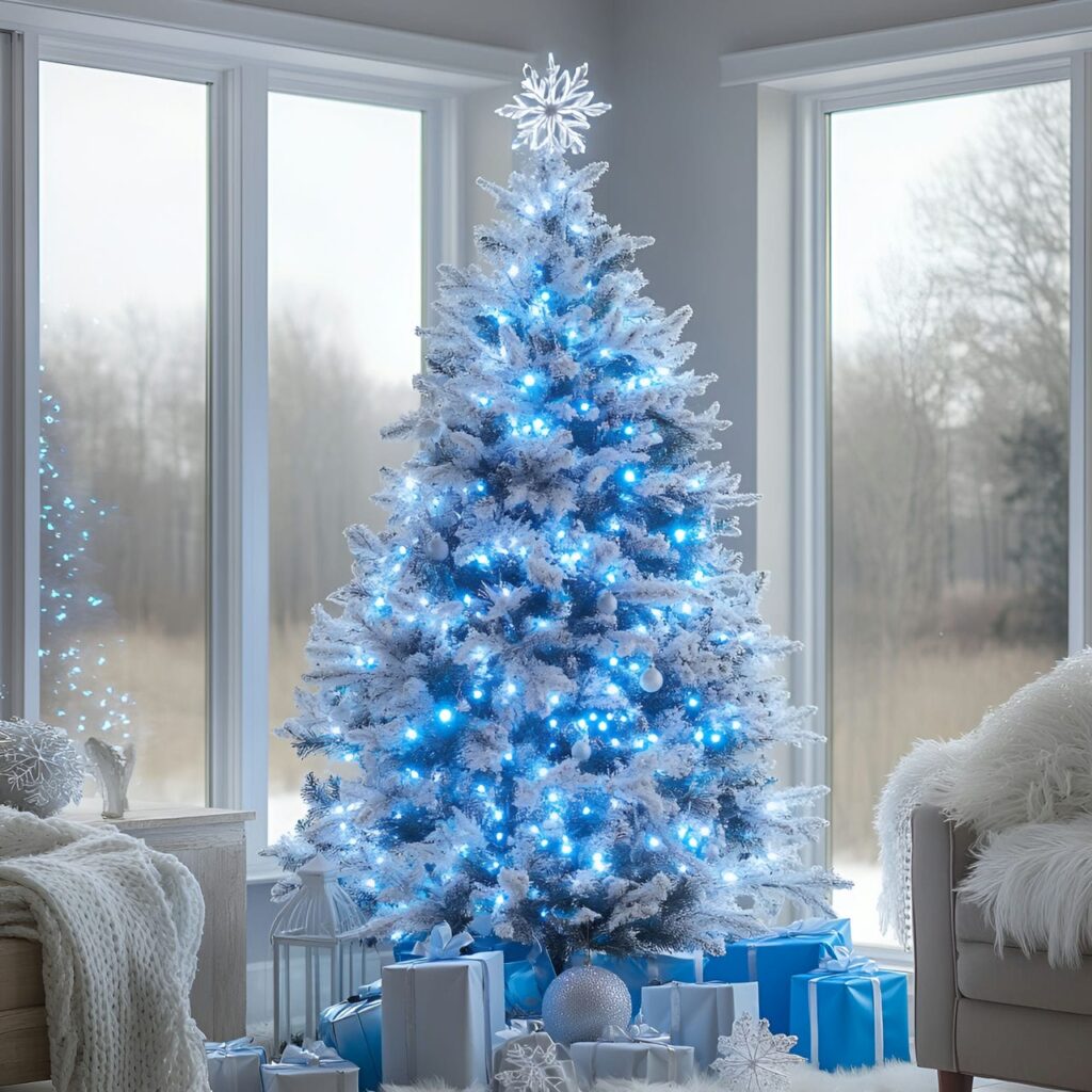 07. Winter Wonderland Blue LED Tree with Icy Blue Accents