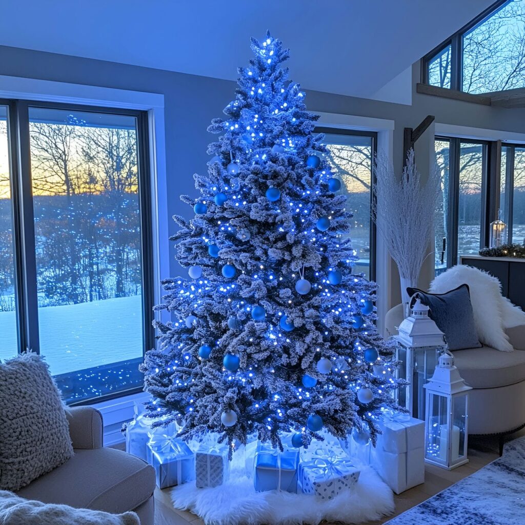 07. Winter Wonderland Blue LED Tree with Icy Blue Accents