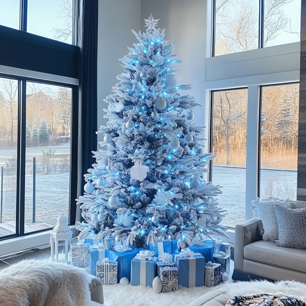 07. Winter Wonderland Blue LED Tree with Icy Blue Accents