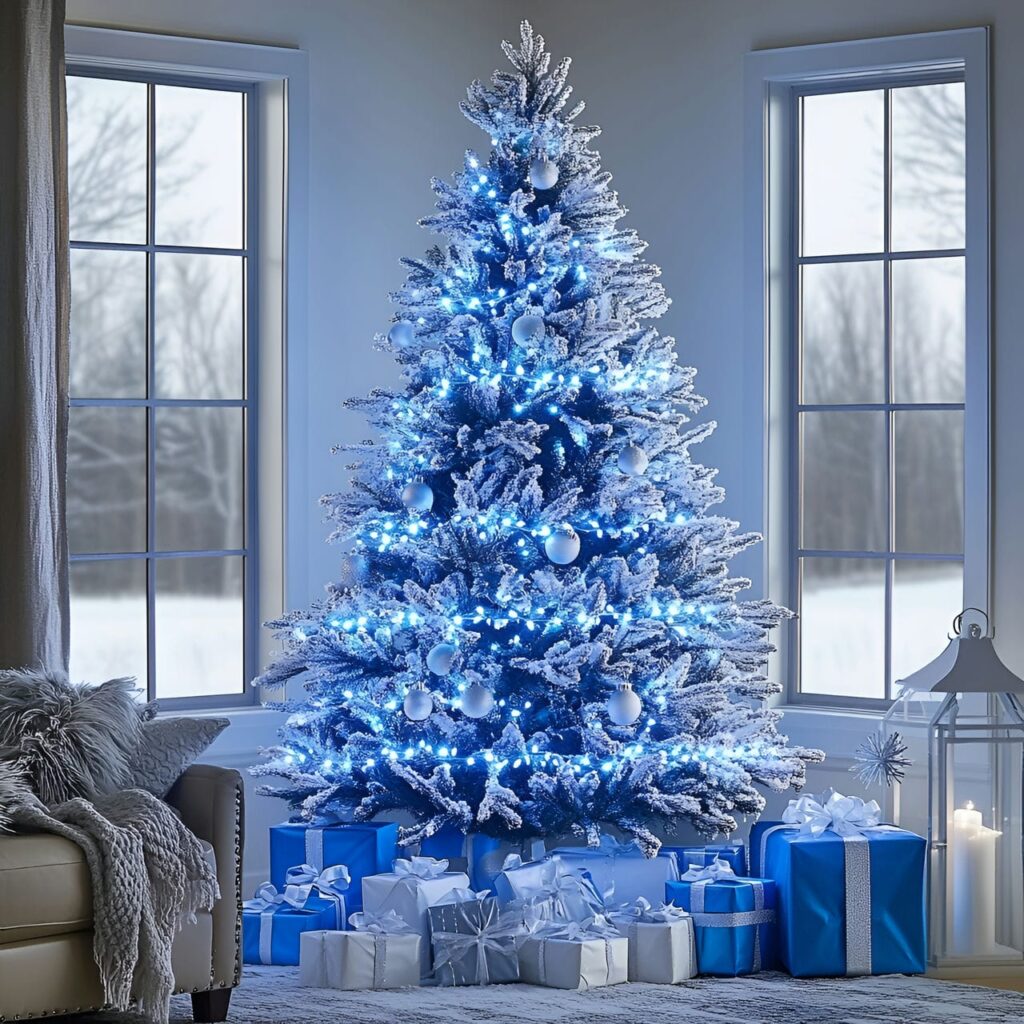 07. Winter Wonderland Blue LED Tree with Icy Blue Accents