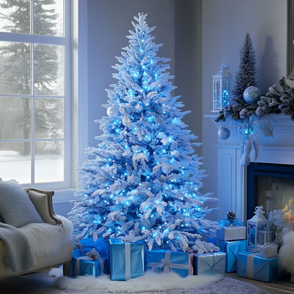 07. Winter Wonderland Blue LED Tree with Icy Blue Accents