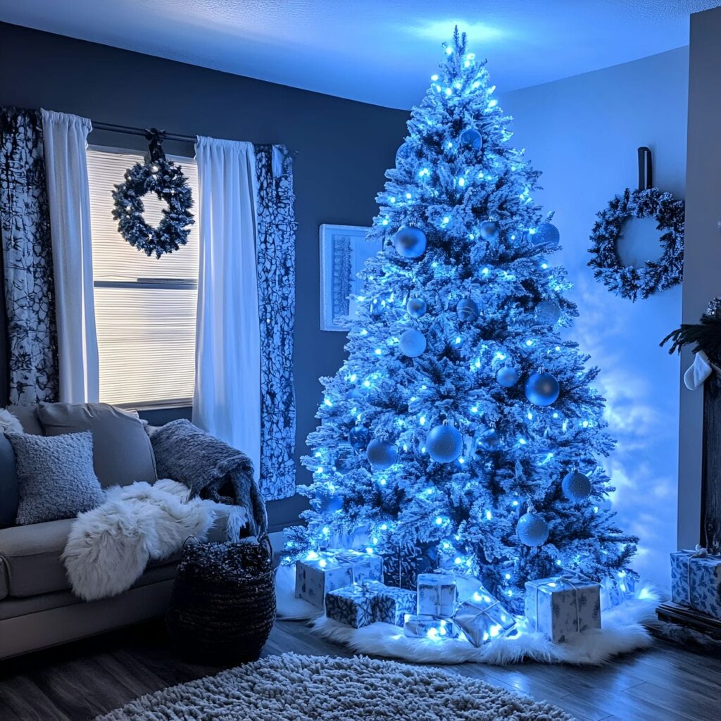 07. Winter Wonderland Blue LED Tree with Icy Blue Accents