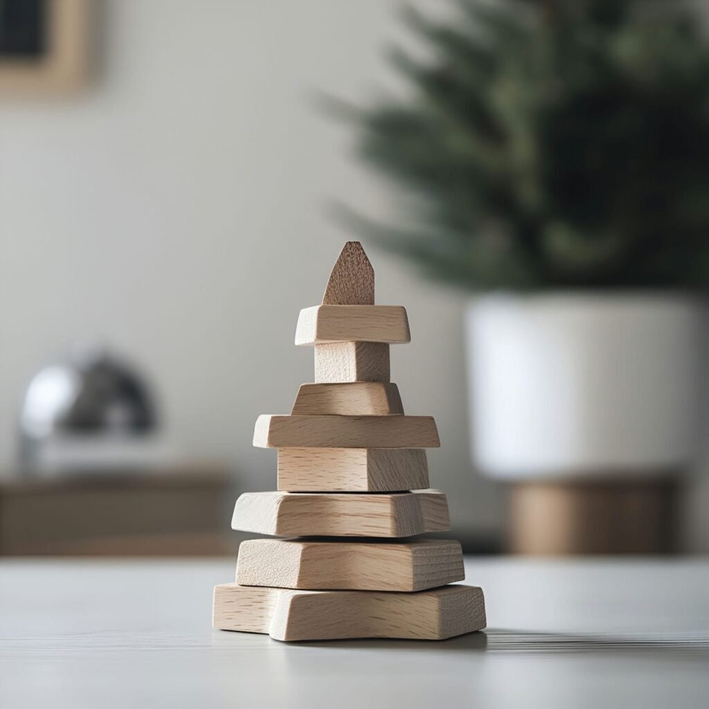 22. Wooden Blocks Tree with Stacked Triangular Form