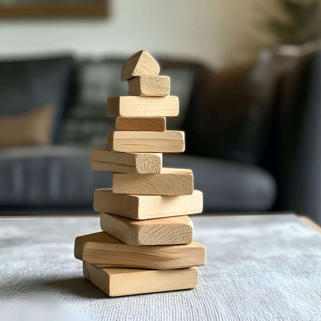 22. Wooden Blocks Tree with Stacked Triangular Form