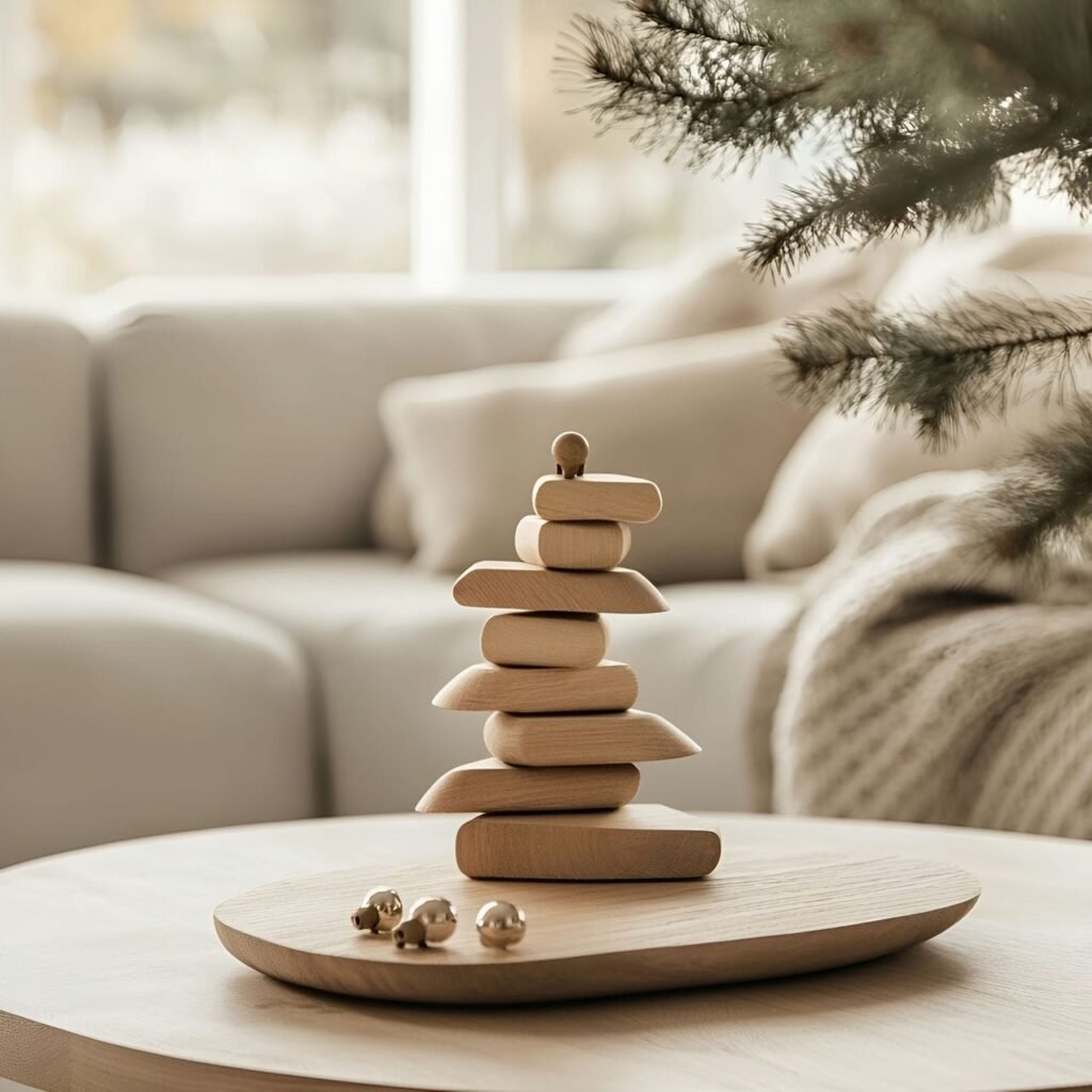 22. Wooden Blocks Tree with Stacked Triangular Form