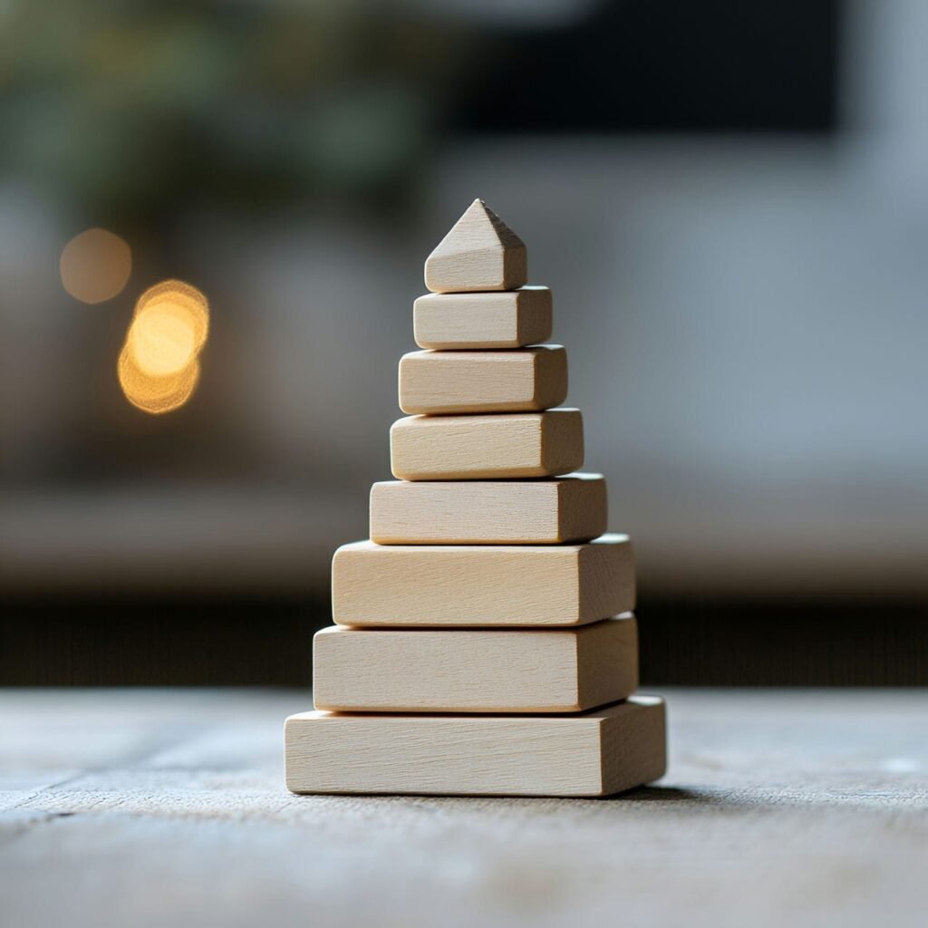 22. Wooden Blocks Tree with Stacked Triangular Form