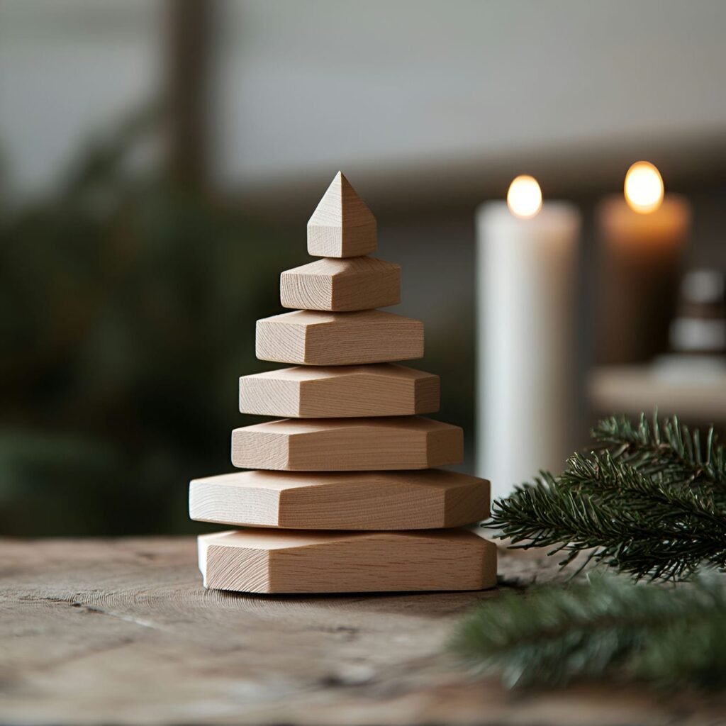 22. Wooden Blocks Tree with Stacked Triangular Form