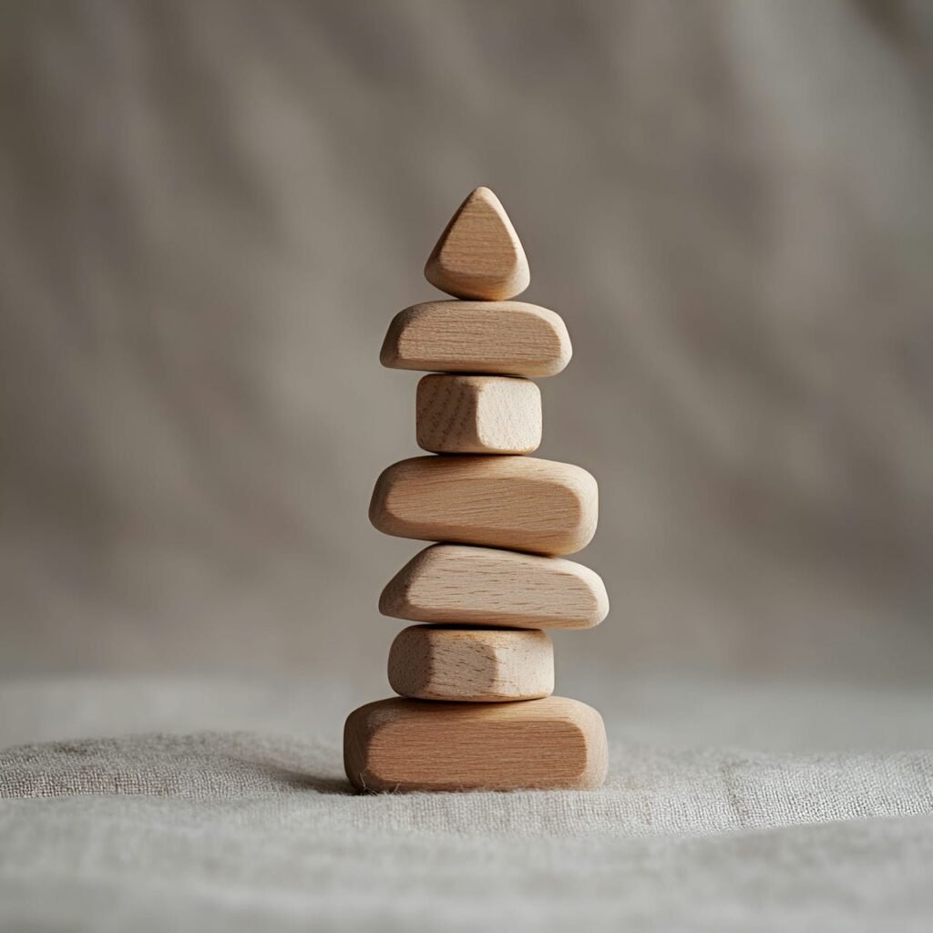 22. Wooden Blocks Tree with Stacked Triangular Form