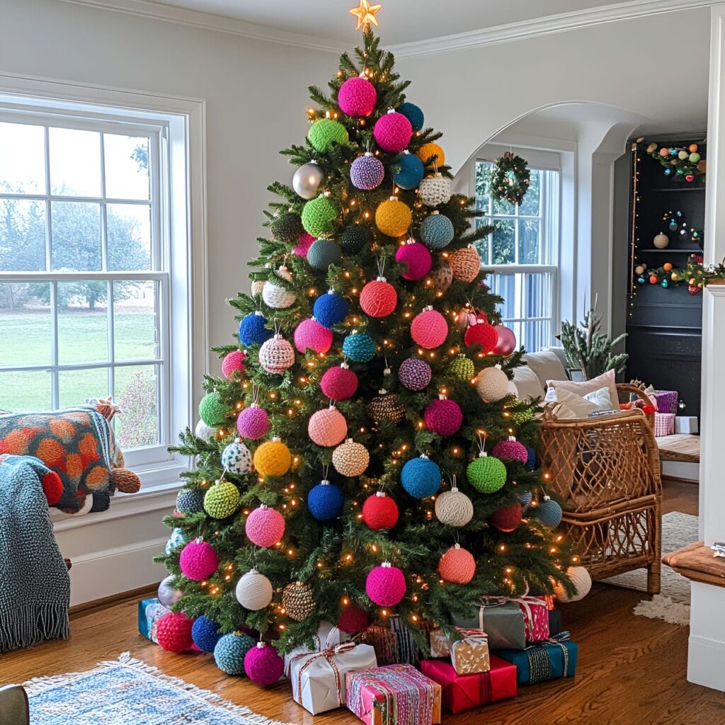 06. Yarn Ball Ornaments Tree with Cozy Wool Decorations