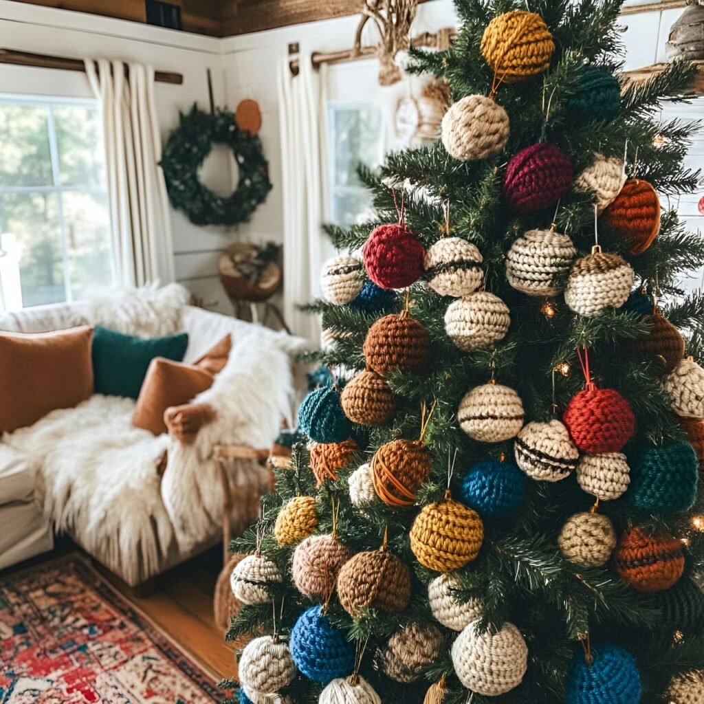 06. Yarn Ball Ornaments Tree with Cozy Wool Decorations