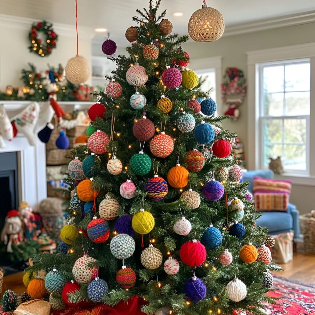 06. Yarn Ball Ornaments Tree with Cozy Wool Decorations