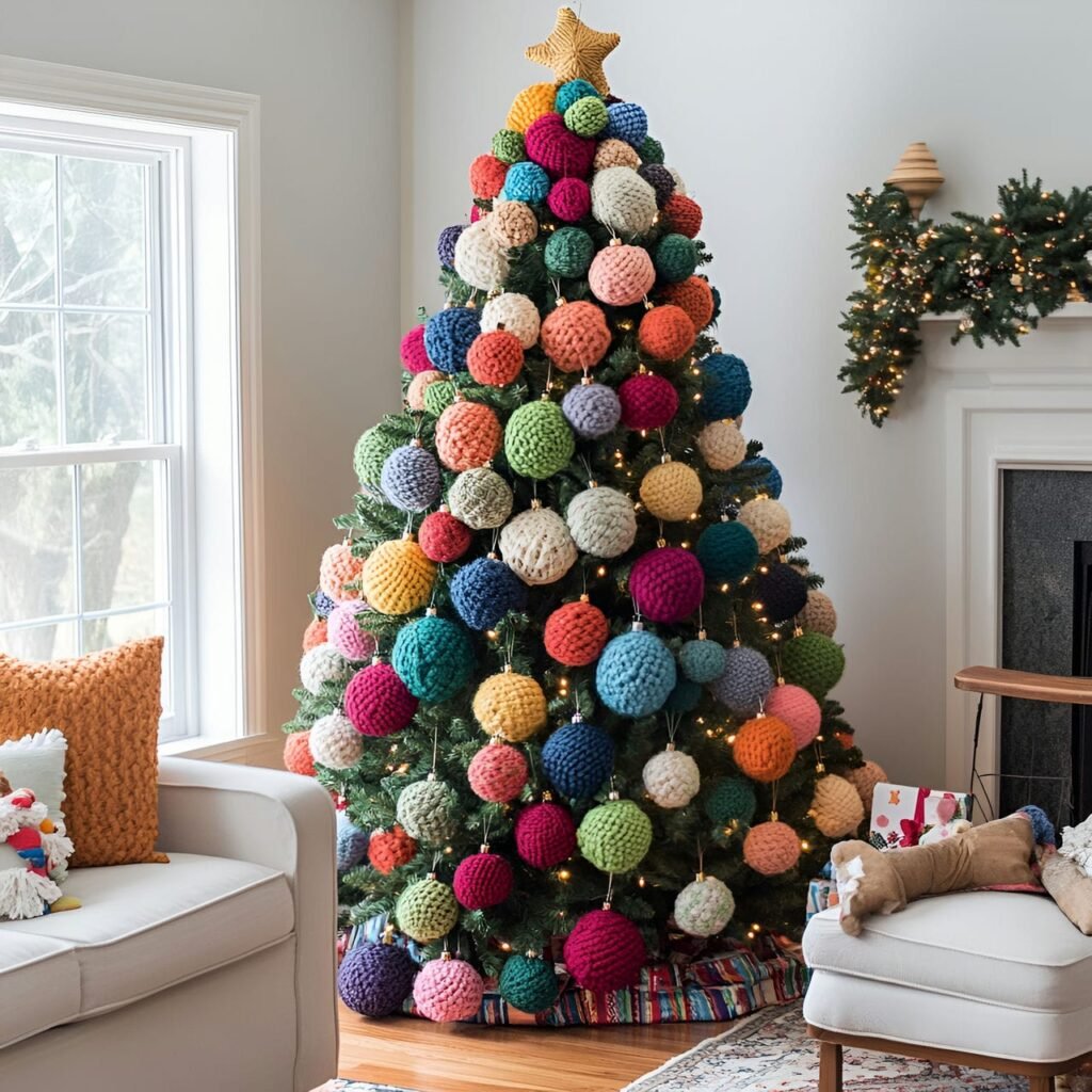 06. Yarn Ball Ornaments Tree with Cozy Wool Decorations